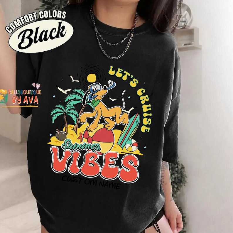 Personalized Mickey and Friends Summer Vibes Disneyland Cruise Shirt, Custom Family Vacation Shirt, Disneyland Family Cruise Matching image 4