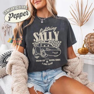 Retro Cars Matching Comfort Colors Shirt, Lightning McQueen and Sally Couple Shirt, McQueen Shirt, Disney Couple Shirt, Radiator Springs Tee image 4