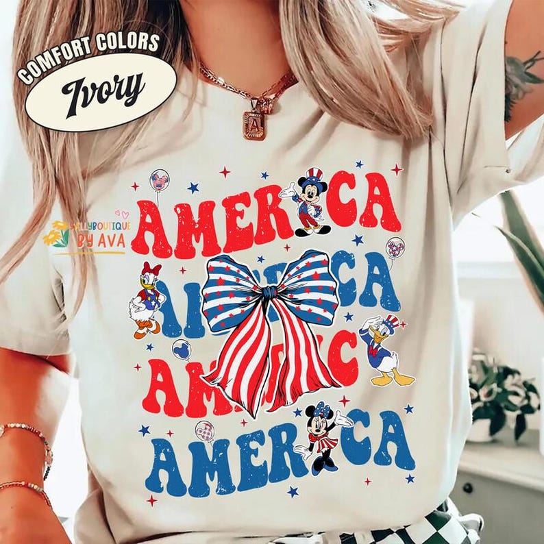 Disneyland Mickey Coquette American 4th Of July Shirt, Disneyland USA Shirt, Mickey and Friend USA Shirt, Patriotic 250 Years Shirts image 2