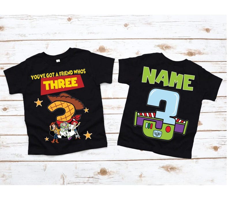 Toy Story You've got a friends who's three, Toy Story Inspired 3rd Birthday Shirt: Sheriff Cowboy Theme for Boys - Infinity and Beyond Party image 2