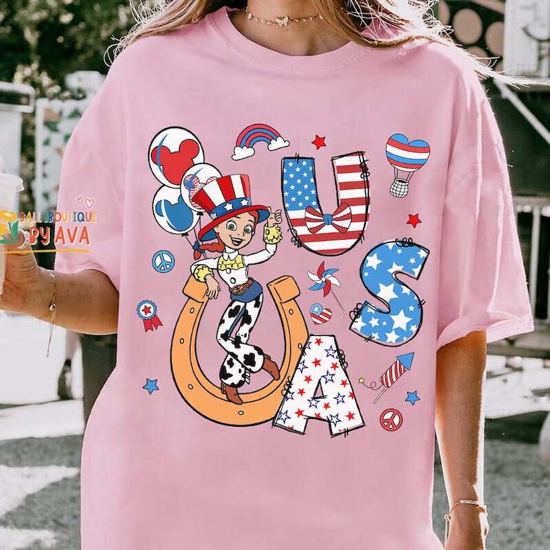 Chemise personnalisée tous les personnages de Toy Story 4 juillet, chemise assortie famille patriotique Disneyland, chemise 250e anniversaire des États-Unis, jour de l'indépendance image 3