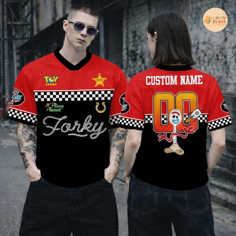 Custom Disneyland Toy Story Forky Football Jersey, Croptop Football Jersey, Disneyland Shirt, Disneyland Birthday Gift for Kids image 1