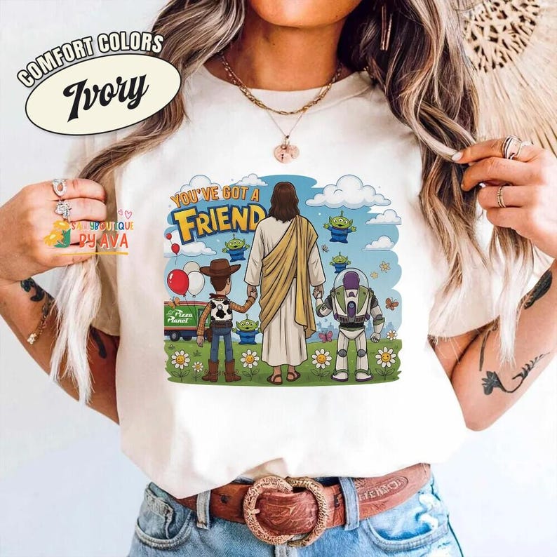 Jesus You've Got A Friend In Me Shirt, Christian Toy Story Tee, Faith Friendship Shirt, Jesus Cartoon Tee, Christian Gift, Funny Faith Shirt image 7