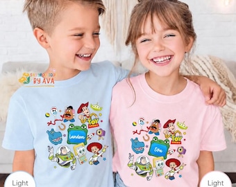 Custom Name Toy Story 5 Movie Shirt, Lilypad Buzz Lightyear Woody Jessie Toy Story Land You've Got a Friend In Me Adult & Kids Shirt