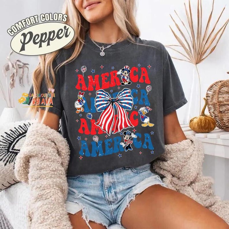 Disneyland Mickey Coquette American 4th Of July Shirt, Disneyland USA Shirt, Mickey and Friend USA Shirt, Patriotic 250 Years Shirts image 3