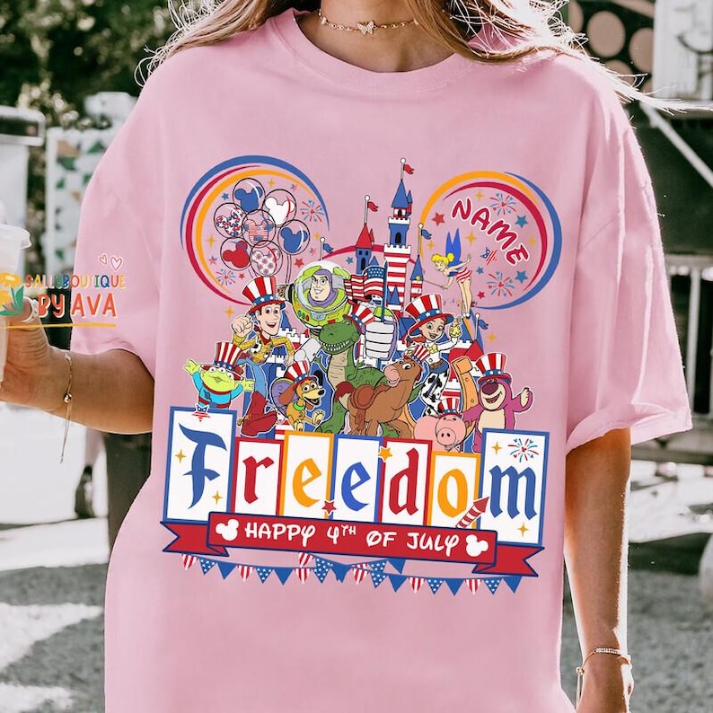 Personalize Toy Story 4th of July Shirt, Disneyland Freedom Patriotic Happy 4th Of July Shirt, 250th Anniversary Shirt, Independence Day Tee 画像 4