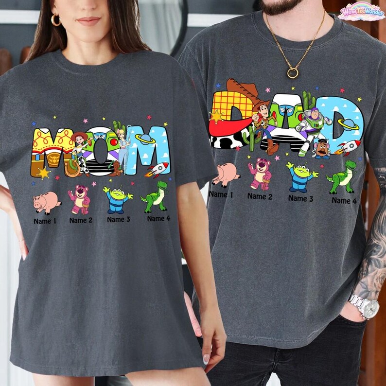 Custom Dineyland Toy Story Dad Mom Shirt, Dad Mom Birthday Tee, Family Toy Story Matching Birthday Shirt, Gift For Mom, Couple Shirt image 3