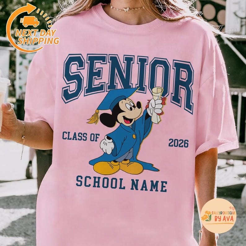 Personalized Mickey and Friends Disneyland Graduation Shirts, Custom Gift for Graduate, Disneyland Grad Family Trip shirt, Class of 2026 画像 3