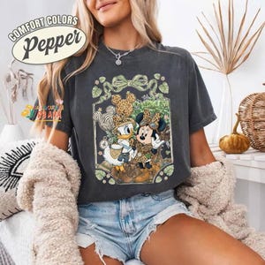 Retro Comfort Colors® Minnie Daisy Safari Leopard Shirt, Animal Kingdom Leopard Besties Tee, Lets Get Wild WDW Matching Family Trip 2026 Te image 4