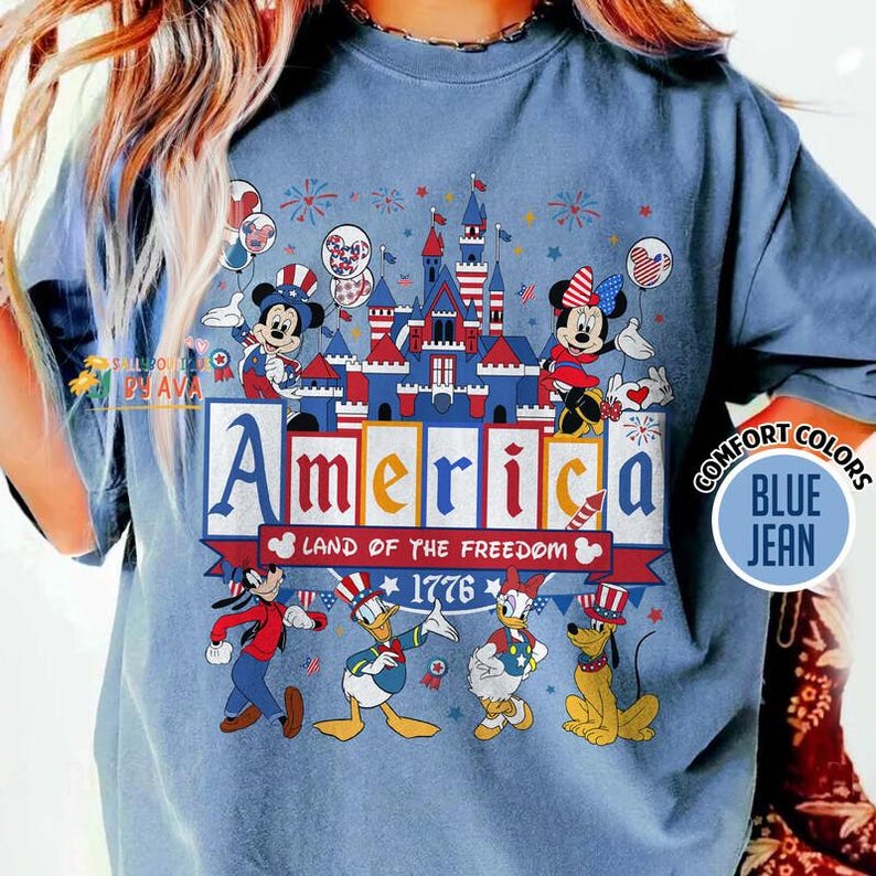 Mickey and Friends Patriotic Disneyland 4th of July Shirt, Disneyland Castle Family America 4th of July, Happy Independence Day, 250th Shirt image 6