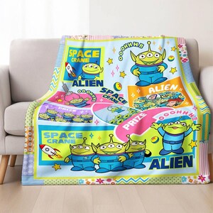 Disneyland Toy Story Aliens Blanket, Aliens Toy Story Pizza Planet Blanket, Woody Buzz Lightyear Jessie Toy Story, Gift for Boy or Girl image 2