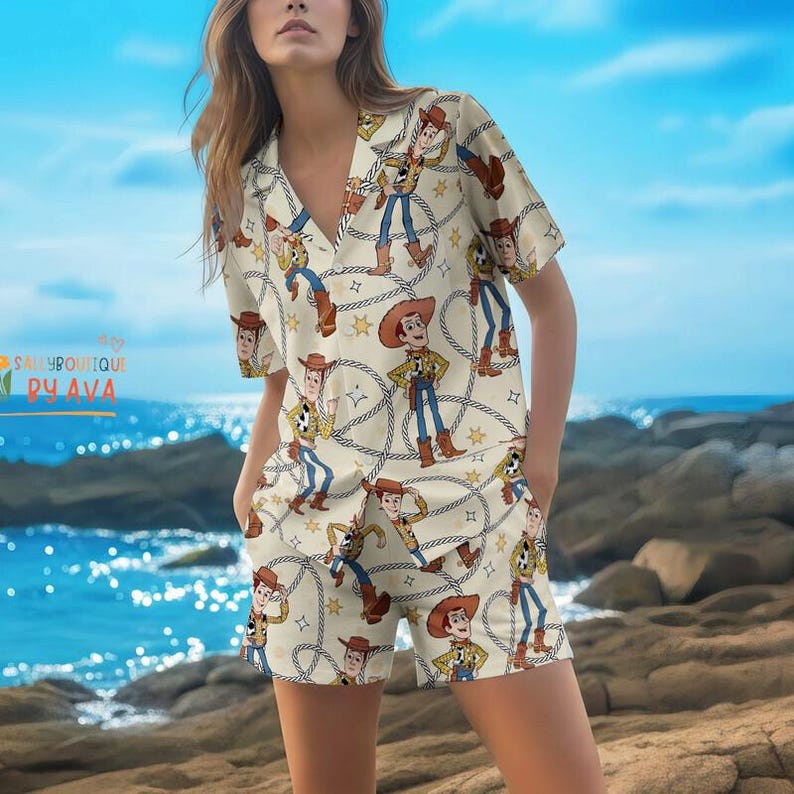 Hawaiian Shirt Toy Story Woody Cowboy Button Up Shirt, Woody Toy Story Hawaiian Shirt, Summer Beach Outfit, Disneyland Summer Vacation image 4