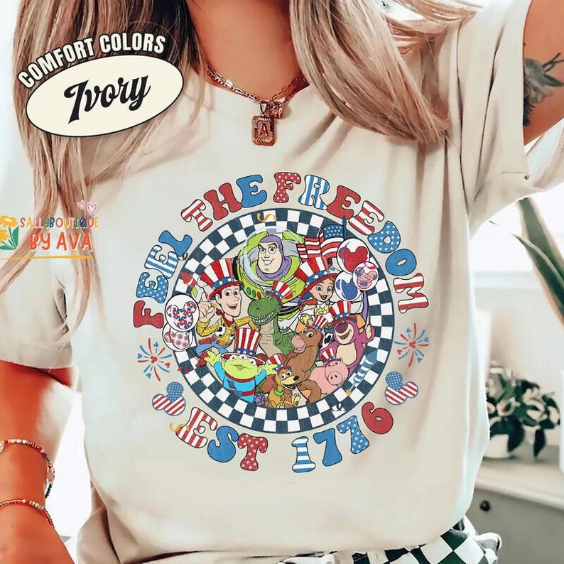 Toy Story Checkered 4th of July shirt, Feel The Freedom, Toy Story USA 250th Anniversary Shirt, Pixar Toy Story 4th of July Shirt 2026 image 5