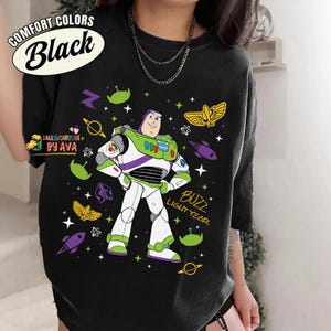 Comfort Colors Jessie And Buzz Lightyear Infinity Love Couples T-Shirt, Pixar Toy Story Land Shirt, Toy Story 5, Disneyland Family Trip 2026 image 2