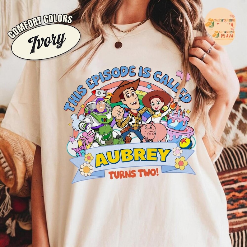 Personalized Name Age Pixar Toy Story Birthday Shirt, Custom Disneyland Buzz Woody Jessie Birthday Present Gift, Family Birthday Outfits image 2