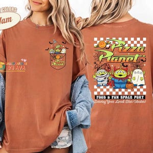 Toy Story Pizza Planet Shirt, Spooky Alien Halloween Tee 2026, Comfort Colors Disneyland Top, Space Port Graphic Shirt image 1