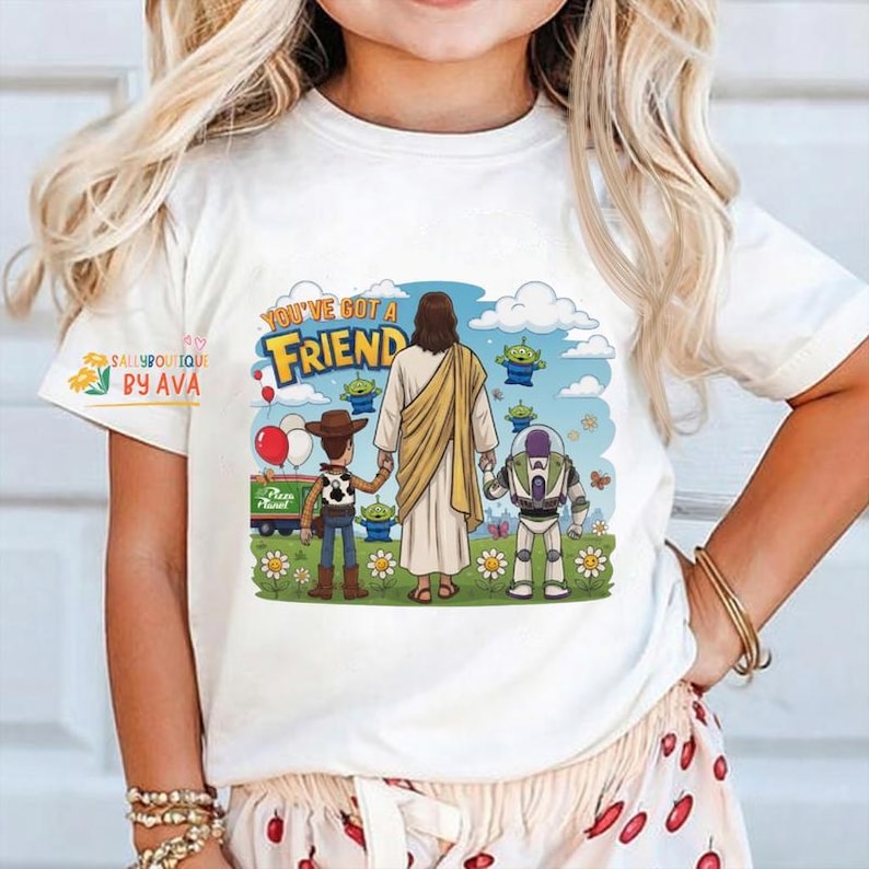 Jesus You've Got A Friend In Me Shirt, Christian Toy Story Tee, Faith Friendship Shirt, Jesus Cartoon Tee, Christian Gift, Funny Faith Shirt image 2