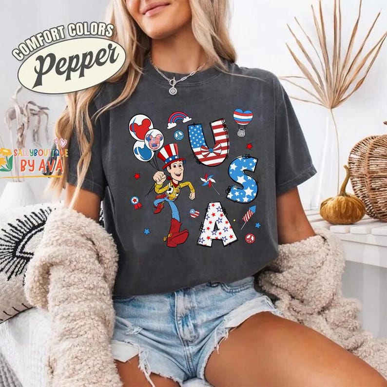 Chemise personnalisée tous les personnages de Toy Story 4 juillet, chemise assortie famille patriotique Disneyland, chemise 250e anniversaire des États-Unis, jour de l'indépendance image 5