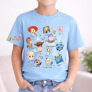 Watercolor Toy Story 5 Characters Tshirt, Lilypad Buzz Lightyear Woody Jessie Toy Story Land You've Got a Friend In Me Adult & Kids shirt afbeelding 5