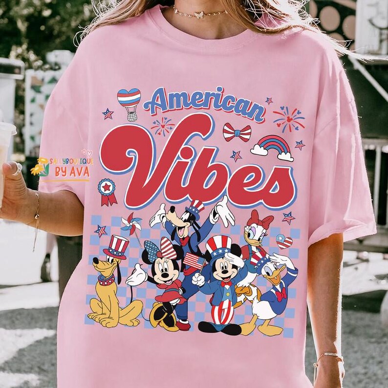 Mickey And Friends Disneyland America Vibes Happy 4Th Of July Shirt, Disneyland Memorial Day 2026, Independence Day, Disneyland Family Tees afbeelding 7