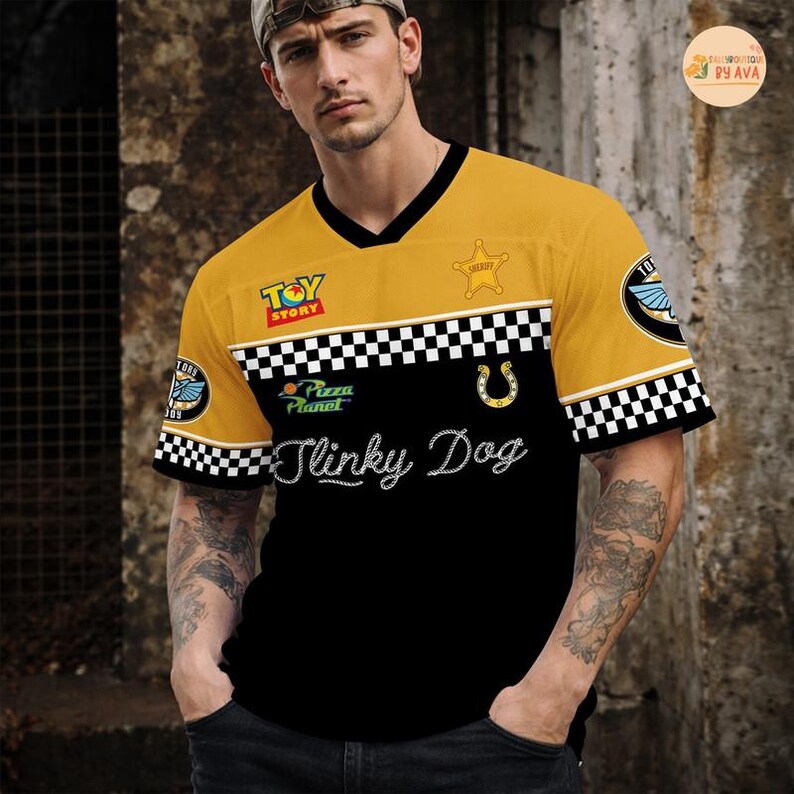 Custom Disneyland Toy Story Slinky Dog Football Jersey, Croptop Football Jersey, Disneyland Shirt, Disneyland Birthday Gift for Kids image 2