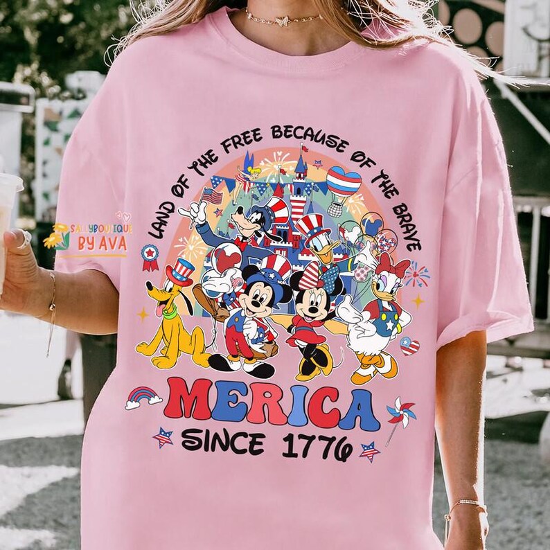 Land Of The Free Because Of The Brave Mickey and friends Happy 4th of July Shirt, Disneyland Patriotic Shirt, Independence Day, 250th Shirt image 6