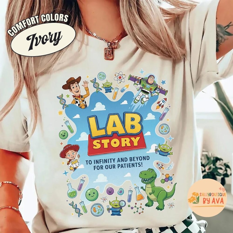 Camiseta de la Semana del Laboratorio de Toy Story de Disneyland, Buzz Lightyear, Woody, Jessie, Bo Peep, Historia del Laboratorio 2026, Asistente de Laboratorio, Equipo de Laboratorio Médico, Laboratorio Clínico imagen 4