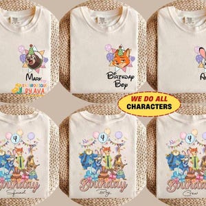 Personalized Name Age Zootopia Birthday Boy Shirt, Disneyland Judy Hopps Nick Wilde Gary De'Snake Birthday Squad Gift, Disneyland Family Tee image 1