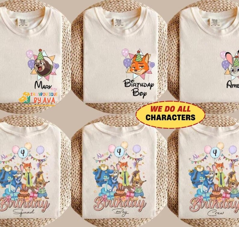 Personalized Name Age Zootopia Birthday Boy Shirt, Disneyland Judy Hopps Nick Wilde Gary De'Snake Birthday Squad Gift, Disneyland Family Tee image 1