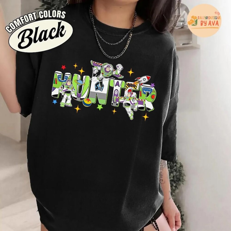 Disneyland Buzz Lightyear Custom Name Shirt, Personalized Toy Story Birthday Name Shirt, Toy Story Birthday Party, Family Birthday Matching image 2