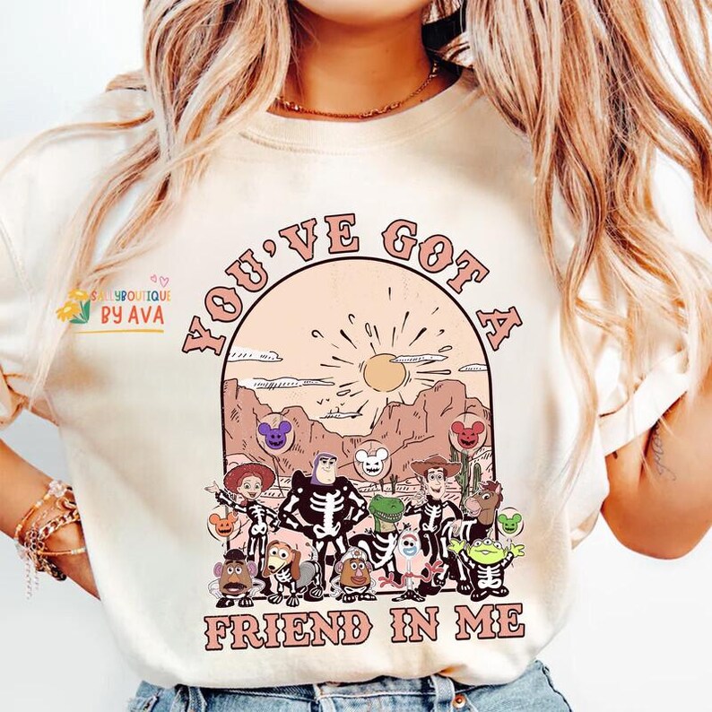 Vintage Toy Story Halloween Shirt, You've Got A Friend In Me, Toy Story Skeleton Shirt, Disneyland Halloween, Mickey's Not So Scary Shirt image 5