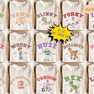 Camiseta retro de Toy Story con colores cómodos, camisetas familiares a juego de Disneyland, camisetas grupales de Disneyland, Toy Story Woody Buzz Jessie Alien Birthday imagen 4