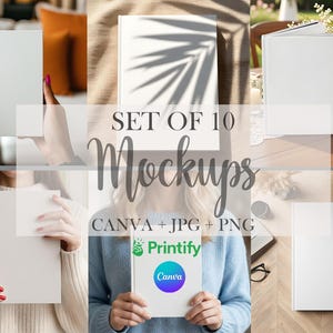 10 Hardcover Journal Mockup Bundle Canva Set Editable Templates Customizable Files Printify Notebook Matte 5.71x8.07 inches ETSY Sellers