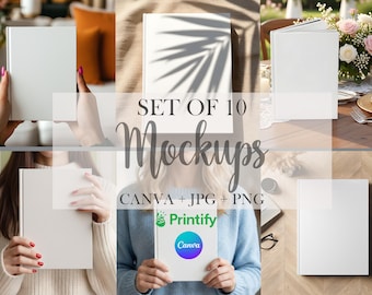 10 Hardcover Journal Mockup Bundle Canva Set Editable Templates Customizable Files Printify Notebook Matte 5.71x8.07 inches ETSY Sellers