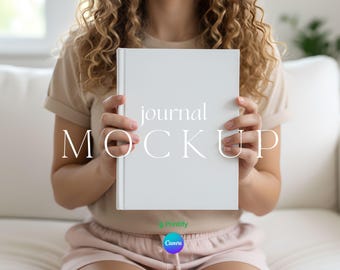 Hardcover Printify Journal Mockup Canva Editable Template Easy Planner with Person Drag and Drop with Tutorial Video Book Notebook PNG JPG