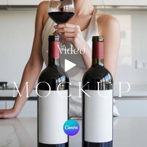 Red Wine Label Video Mockup Canva Template Aesthetic Alcohol Bottle Animation, Digital Graphic Design Content, Aesthetic Online Shop Overlay