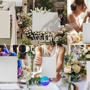 Bruiloft Mockup Bundel Canva Set van 30 Bewerkbare Sjabloon Kaart Menu Uitnodiging Stoelenschema Aanpasbaar slepen en neerzetten JPG PNG Videotutorial