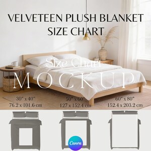 Printify Velveteen Plush Blanket Size Chart for Etsy Sellers Care Instructions Product Infographic Mockups Canva Template Drag & Drop Frame