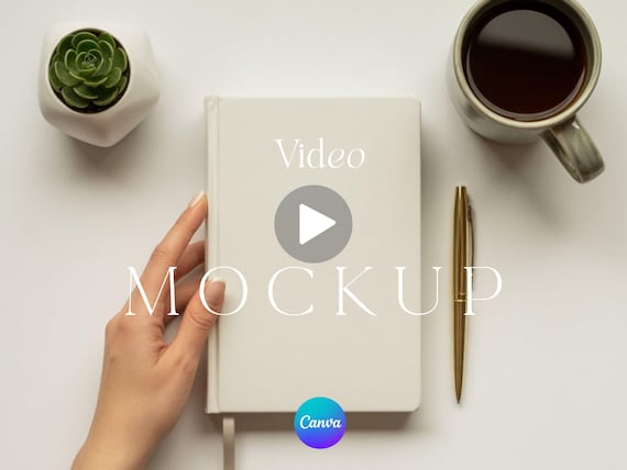 Video Mockup Canva Book Hardcover Journal Listing for POD Sellers 10 Second MP4 Template Person Animated Notebook Product for ETSY Store