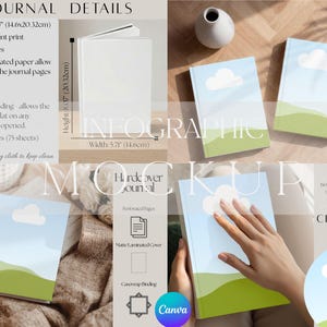 Journal Size Guide Printify Hardcover Matte Book Canva Editable Template Chart for Etsy Sellers POD Product Information Infographic Notebook