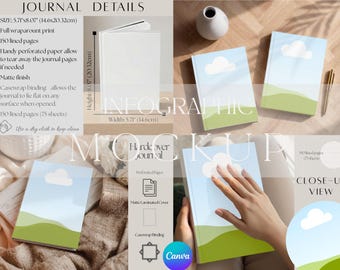 Journal Size Guide Printify Hardcover Matte Book Canva Editable Template Chart for Etsy Sellers POD Product Information Infographic Notebook