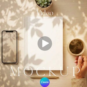 Hardcover Journal Video Mockup Canva Book Listing for POD Sellers 10 Second MP4 Template Person Animated Printify Notebook for ETSY Store