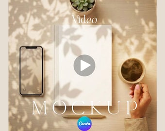 Printify Video Mockup Canva Book Hardcover Journal Listing for POD Sellers 10 Second MP4 Template Person Animated Notebook for ETSY Store