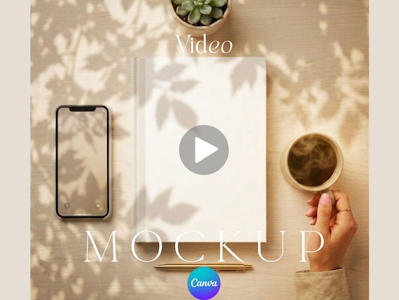 Hardcover Journal Video Mockup Canva Book Listing for POD Sellers 10 Second MP4 Template Person Animated Printify Notebook for ETSY Store