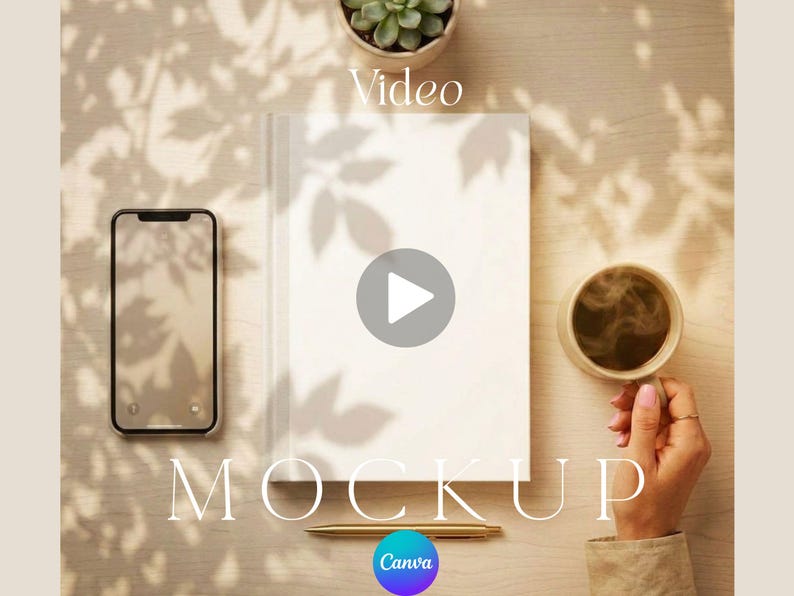 Hardcover Journal Video Mockup Canva Book Listing for POD Sellers 10 Second MP4 Template Person Animated Printify Notebook for ETSY Store