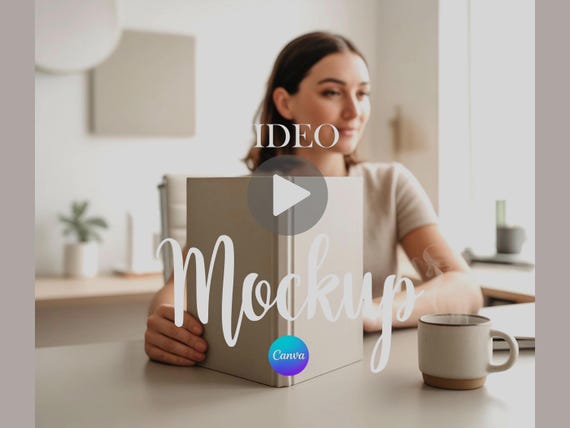 Journal Video Mockup Listing for POD Sellers 10 Second MP4 Template Person Promo Marketing Animated Hardcover Book Product for ETSY Store