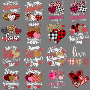 Happy Valentine's Day Leopard And Plaid PNG – Trendy Pattern Love Clipart, Stylish Valentine Sublimation Digital Design