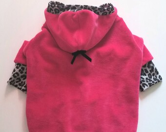 Pink Hoodie | Pink Dog Hoodie | Pink Sweater | Dog Sweater | Leopard Sweater | Pink Pet Clothes | Velvet Hoodie  - RLH87