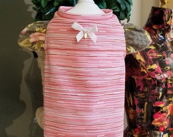 NEW - Pink stripe flutter sleeve pet top | dog shirt | Summer pet blouse