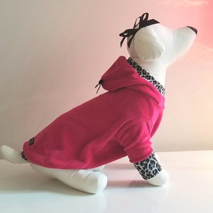 Pink Hoodie Pink Dog Hoodie Pink Sweater Dog Sweater Leopard Sweater Pink Pet Clothes Velvet Hoodie RLH87 image 3